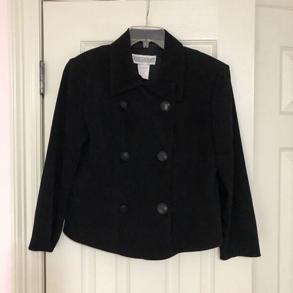 Vtg  Jessica Howard  Velvet Double Breasted Blazer Size S Black Dark Acad… - Picture 3 of 8